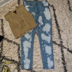 medium wash denim acid wash pattern NWOT